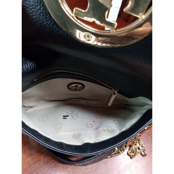 Tory Burch Crossbody Handbag Black Leather Shoulder Bag Clutch Purse Beautiful - Picture 8 of 10